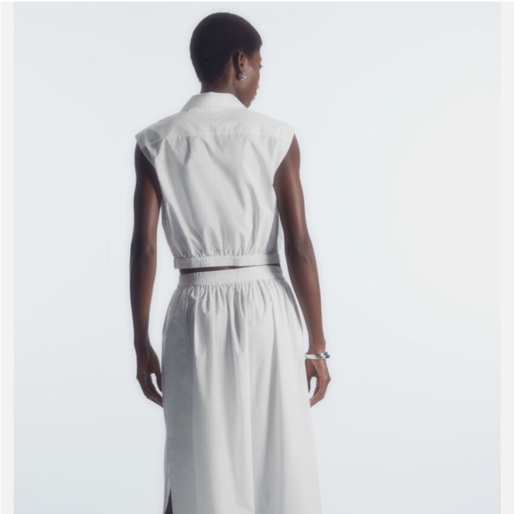 NWT COS White 100% Cotton Poplin Cropped Sleeveless Shirt Top 2 XS $89 - Picture 4 of 7